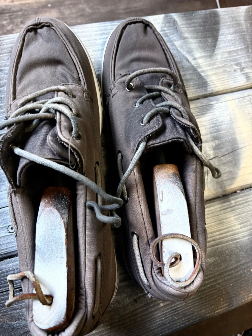 Lugz Greycanvas boat shoes with white soles #boatshoes #nautical size 11.5